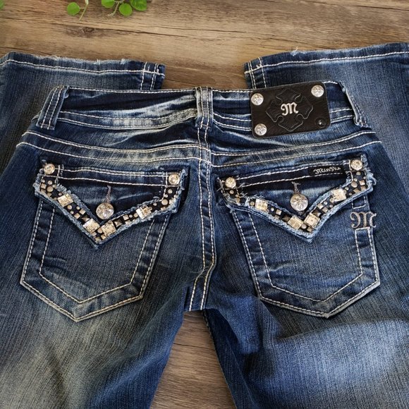 Miss Me | Square Rhinestone Bootcut Jeans - Picture 6 of 7
